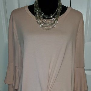 Woman's Layered Sleeve Top Pink Mauve XL